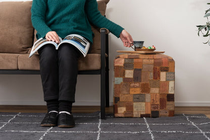 スツール キューブスツール おしゃれ タグ 腰掛け レザー ラウンドスツール 個性的 ヴィンテージ ラウンド 丸 大きめ オットマン リビング 寝室 店舗 ディスプレイ(代引不可)