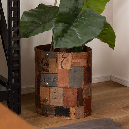 プランターカバー Sサイズ ボタン 本革コットン カバー 屋内用 ガーデニング インテリア おしゃれ 北欧 かわいい シンプル 雑貨 ナチュラル 植木鉢(代引不可)