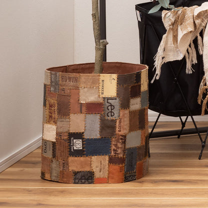 プランターカバー Mサイズ ボタン 本革コットン カバー 屋内用 ガーデニング インテリア おしゃれ 北欧 かわいい シンプル 雑貨 ナチュラル 植木鉢(代引不可)