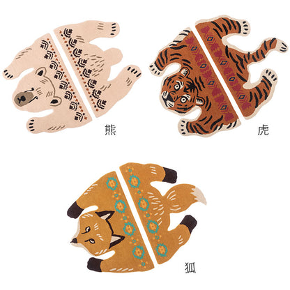 アニマルラグ トラ 虎 タイガー 狐 きつね 熊 くま かわいい おしゃれ インテリア カーペット 絨毯 個性的 アニマル 動物 セパレート 癒し(代引不可)