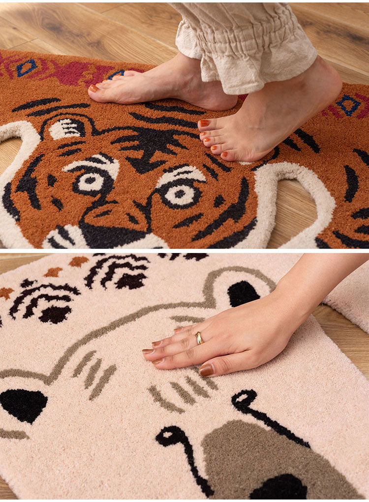 アニマルラグ トラ 虎 タイガー 狐 きつね 熊 くま かわいい おしゃれ インテリア カーペット 絨毯 個性的 アニマル 動物 セパレート 癒し(代引不可)