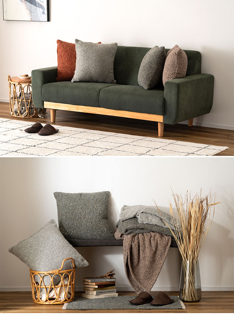 クッション おしゃれ 正方形 ソファ ブークレ生地 くすみカラー 無地 シンプル もこもこ 北欧 モダン 大きめ ベッド ブラウン グレー インテリア おしゃれ 新生活 一人暮らし(代引不可)