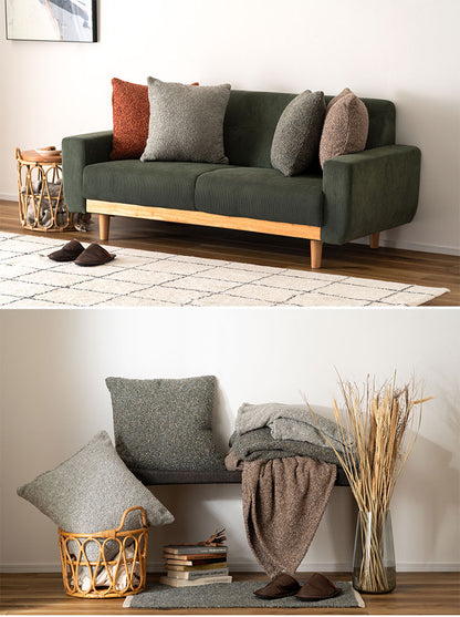 クッション おしゃれ 正方形 ソファ ブークレ生地 くすみカラー 無地 シンプル もこもこ 北欧 モダン 大きめ ベッド ブラウン グレー インテリア おしゃれ 新生活 一人暮らし(代引不可)