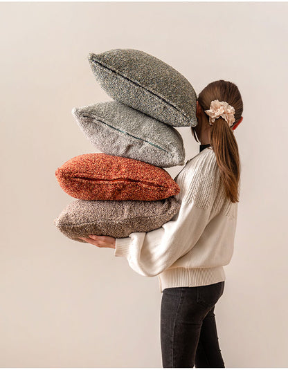 クッション おしゃれ 正方形 ソファ ブークレ生地 くすみカラー 無地 シンプル もこもこ 北欧 モダン 大きめ ベッド ブラウン グレー インテリア おしゃれ 新生活 一人暮らし(代引不可)