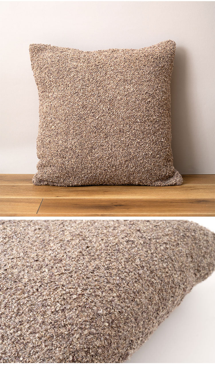 クッション おしゃれ 正方形 ソファ ブークレ生地 くすみカラー 無地 シンプル もこもこ 北欧 モダン 大きめ ベッド ブラウン グレー インテリア おしゃれ 新生活 一人暮らし(代引不可)