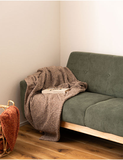 スローケット 薄手 ブランケット 大判 茶色 ブラウン 長方形 おしゃれ ブークレ生地 くすみカラー 寝室 無地 シンプル 四角 リビング もこもこ 北欧 モダン 大きめ ベッド ひざ掛け(代引不可)