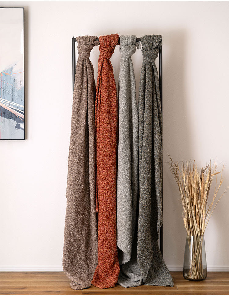 スローケット 薄手 ブランケット 大判 茶色 ブラウン 長方形 おしゃれ ブークレ生地 くすみカラー 寝室 無地 シンプル 四角 リビング もこもこ 北欧 モダン 大きめ ベッド ひざ掛け(代引不可)