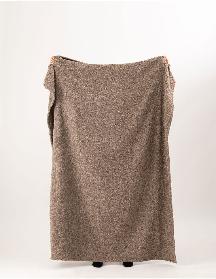 スローケット 薄手 ブランケット 大判 茶色 ブラウン 長方形 おしゃれ ブークレ生地 くすみカラー 寝室 無地 シンプル 四角 リビング もこもこ 北欧 モダン 大きめ ベッド ひざ掛け(代引不可)