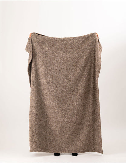 スローケット 薄手 ブランケット 大判 茶色 ブラウン 長方形 おしゃれ ブークレ生地 くすみカラー 寝室 無地 シンプル 四角 リビング もこもこ 北欧 モダン 大きめ ベッド ひざ掛け(代引不可)