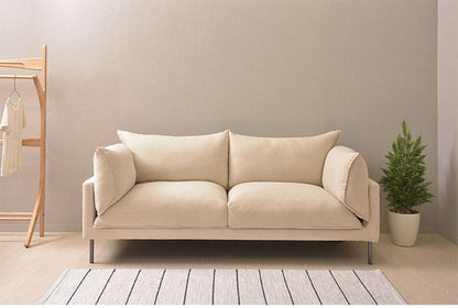 ソファ ソファー 横幅193cm スチール 布地 ファブリック 脚付き クッション付 モダン シンプル ナチュラル おしゃれ カバーリング グレー アイボリー(代引不可)