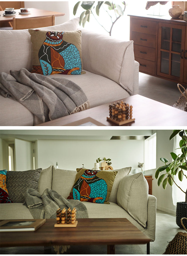 ソファ ソファー 横幅193cm スチール 布地 ファブリック 脚付き クッション付 モダン シンプル ナチュラル おしゃれ カバーリング グレー アイボリー(代引不可)