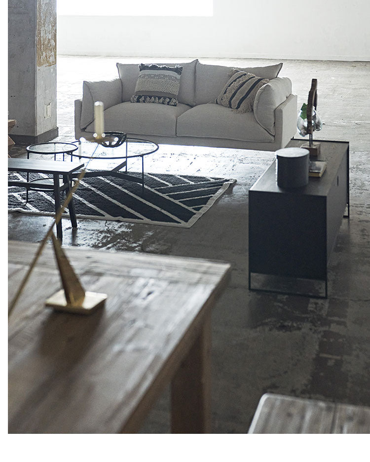 ソファ ソファー 横幅193cm スチール 布地 ファブリック 脚付き クッション付 モダン シンプル ナチュラル おしゃれ カバーリング グレー アイボリー(代引不可)