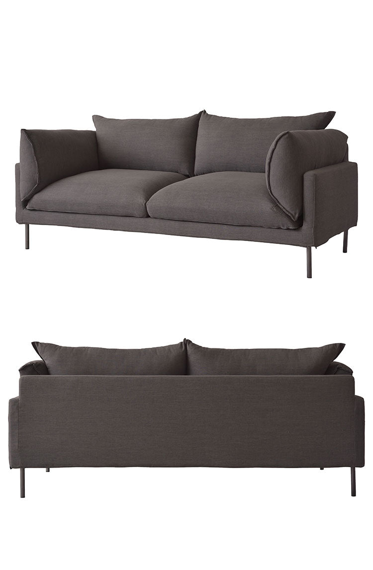 ソファ ソファー 横幅193cm スチール 布地 ファブリック 脚付き クッション付 モダン シンプル ナチュラル おしゃれ カバーリング グレー アイボリー(代引不可)