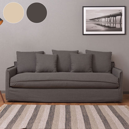 ソファ ソファー 横幅210cm 広め 布地 ファブリック クッション付 置き換え自由 モダン シンプル ベーシック ナチュラル おしゃれ カバーリング グレー アイボリー(代引不可)