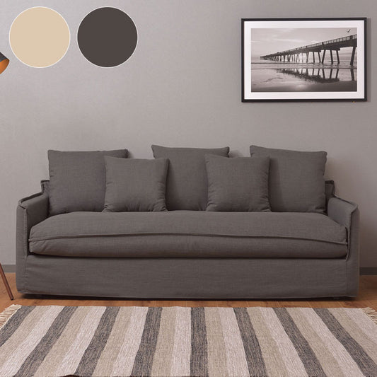 ソファ ソファー 横幅210cm 広め 布地 ファブリック クッション付 置き換え自由 モダン シンプル ベーシック ナチュラル おしゃれ カバーリング グレー アイボリー(代引不可)