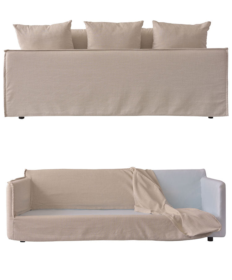 ソファ ソファー 横幅210cm 広め 布地 ファブリック クッション付 置き換え自由 モダン シンプル ベーシック ナチュラル おしゃれ カバーリング グレー アイボリー(代引不可)