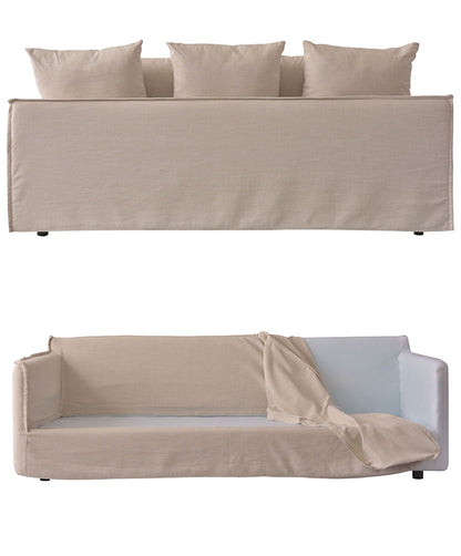 ソファ ソファー 横幅210cm 広め 布地 ファブリック クッション付 置き換え自由 モダン シンプル ベーシック ナチュラル おしゃれ カバーリング グレー アイボリー(代引不可)