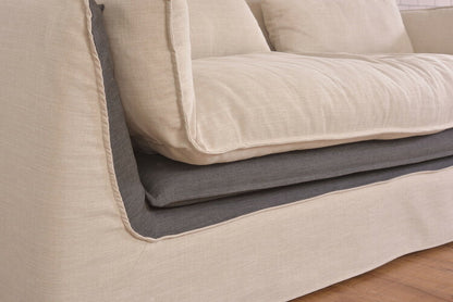 ソファ ソファー 横幅211cm 広め 布地 ファブリック ダブルクッション仕様 モダン シンプル ベーシック ナチュラル おしゃれ カバーリング アイボリー(代引不可)