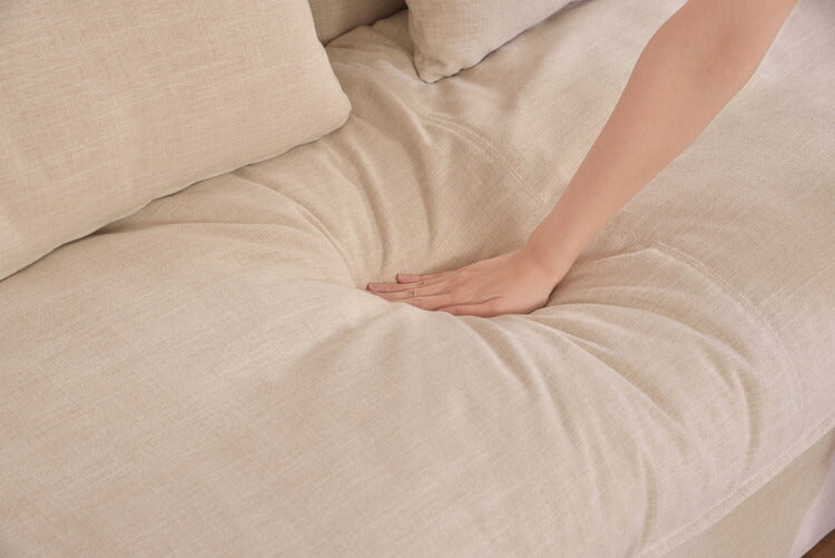 ソファ ソファー 横幅211cm 広め 布地 ファブリック ダブルクッション仕様 モダン シンプル ベーシック ナチュラル おしゃれ カバーリング アイボリー(代引不可)