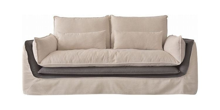 ソファ ソファー 横幅211cm 広め 布地 ファブリック ダブルクッション仕様 モダン シンプル ベーシック ナチュラル おしゃれ カバーリング アイボリー(代引不可)