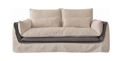 ソファ ソファー 横幅211cm 広め 布地 ファブリック ダブルクッション仕様 モダン シンプル ベーシック ナチュラル おしゃれ カバーリング アイボリー(代引不可)