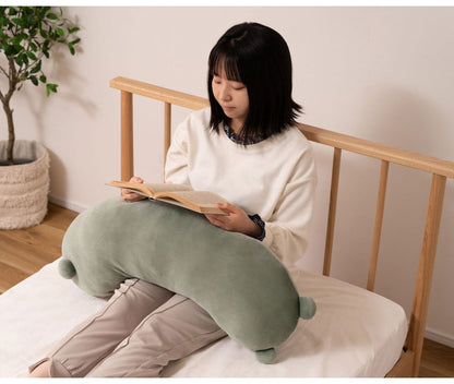 ボディピロー クッション ボディピロー おしゃれ 北欧 アニマル 動物 かわいい ベージュ ダークグレー グリーン コーデュロイ しっぽ 耳 尻尾 ベッド ソファ シンプル 枕 足枕 腰当て 肘置き(代引不可)