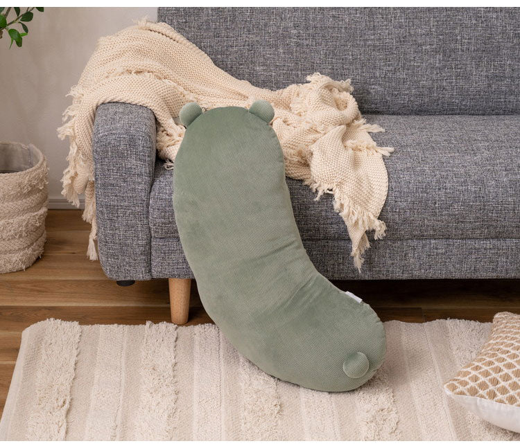 ボディピロー クッション ボディピロー おしゃれ 北欧 アニマル 動物 かわいい ベージュ ダークグレー グリーン コーデュロイ しっぽ 耳 尻尾 ベッド ソファ シンプル 枕 足枕 腰当て 肘置き(代引不可)