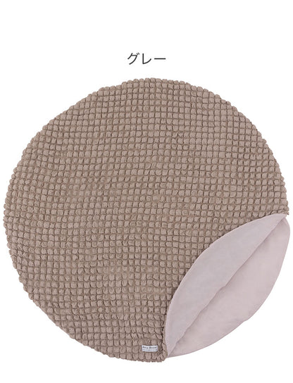接触冷感 ポップコーン生地 アイボリー 白 白色 クッション かわいい おしゃれ 韓国インテリア 北欧風 北欧 もちもち 夏 ひんやり ニュアンスカラー くすみカラー ラウンド 丸型 丸 円形 直径100cm(代引不可)