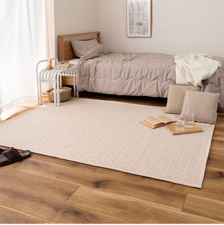 キルト ラグ マット ホワイト 白色 白 イブル コットン 綿 洗える 丸洗い おしゃれ くすみカラー 長方形 四角 韓国インテリア 北欧 北欧風 かわいい 洗濯 洗濯可 190×130 幅190cm キッズ ラグマット(代引不可)