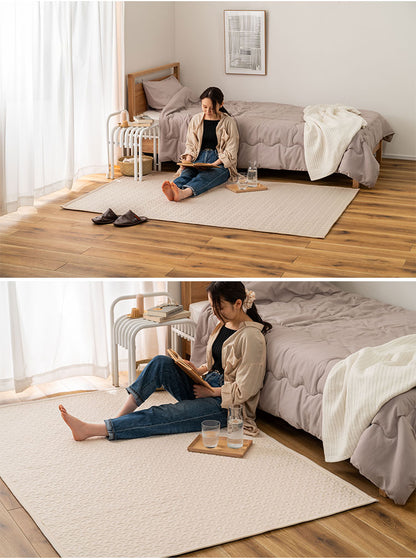 キルト ラグ マット ホワイト 白色 白 イブル コットン 綿 洗える 丸洗い おしゃれ くすみカラー 長方形 四角 韓国インテリア 北欧 北欧風 かわいい 洗濯 洗濯可 190×130 幅190cm キッズ ラグマット(代引不可)