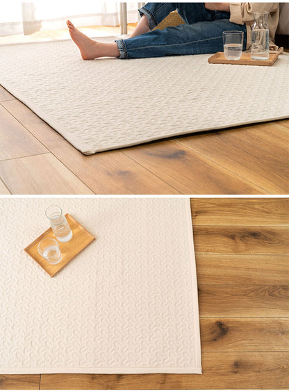 キルト ラグ マット ホワイト 白色 白 イブル コットン 綿 洗える 丸洗い おしゃれ くすみカラー 長方形 四角 韓国インテリア 北欧 北欧風 かわいい 洗濯 洗濯可 190×130 幅190cm キッズ ラグマット(代引不可)