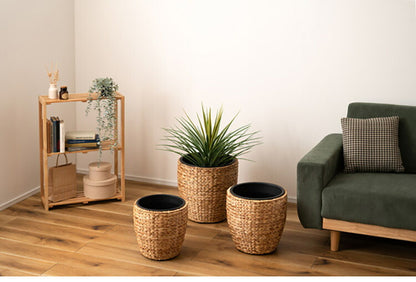 プランター 鉢入れ 円型 9号用 アジアン 観葉植物 植物 ウォーターヒヤシンス 雑貨 インテリア 室内 ブラウン 茶色 編み かご インテリア おしゃれ 北欧 かわいい(代引不可)