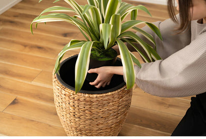 プランター 鉢入れ 円型 9号用 アジアン 観葉植物 植物 ウォーターヒヤシンス 雑貨 インテリア 室内 ブラウン 茶色 編み かご インテリア おしゃれ 北欧 かわいい(代引不可)
