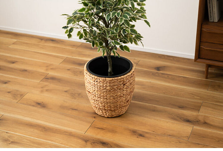 プランター ゴミ箱 8号用 プランター 鉢入れ アジアン 観葉植物 シンプル ウォーターヒヤシンス 雑貨 インテリア 室内 ブラウン 茶色 編み かご 円型 収納(代引不可)