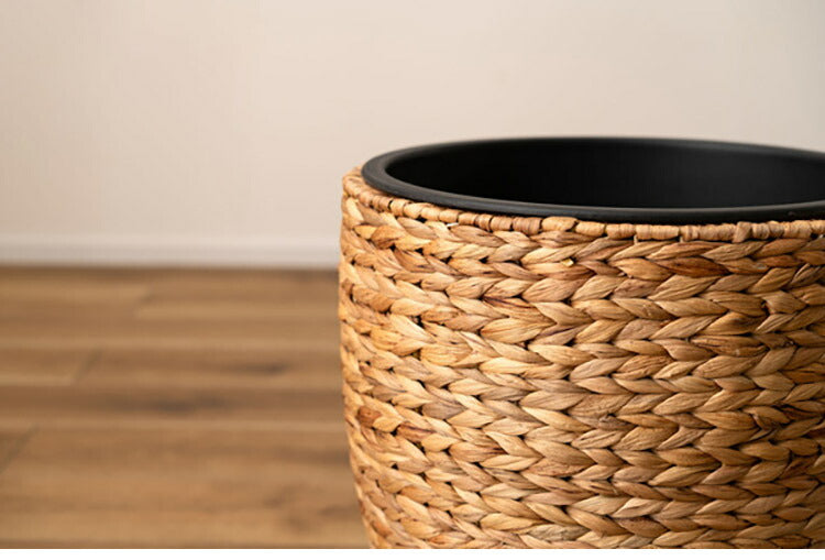 プランター ゴミ箱 8号用 プランター 鉢入れ アジアン 観葉植物 シンプル ウォーターヒヤシンス 雑貨 インテリア 室内 ブラウン 茶色 編み かご 円型 収納(代引不可)