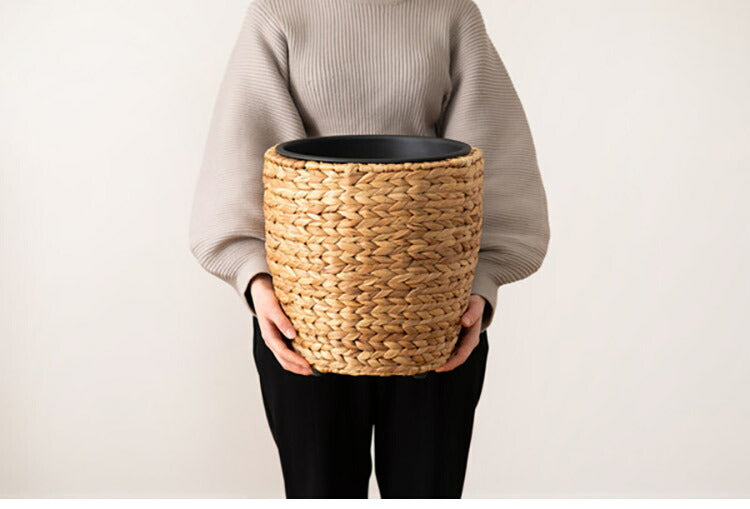 プランター 円型 7号用 プランター 鉢入れ アジアン 観葉植物 シンプル ウォーターヒヤシンス 雑貨 インテリア 室内 ブラウン 茶色 編み かご インテリア おしゃれ かわいい(代引不可)