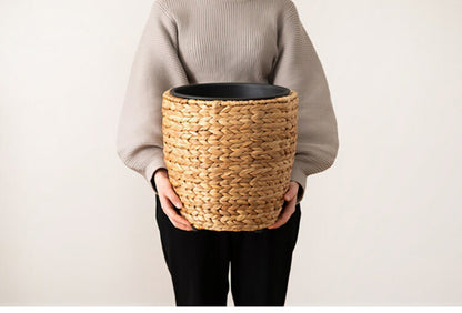プランター 円型 7号用 プランター 鉢入れ アジアン 観葉植物 シンプル ウォーターヒヤシンス 雑貨 インテリア 室内 ブラウン 茶色 編み かご インテリア おしゃれ かわいい(代引不可)