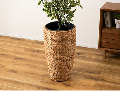プランターハイタイプ 9号用 プランター 鉢入れ アジアン 観葉植物 植物 ウォーターヒヤシンス 雑貨 インテリア 室内 ブラウン 茶色 編み かご ゴミ箱 収納 筒型(代引不可)