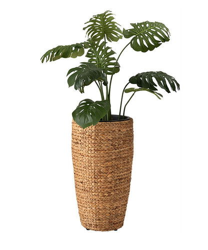 プランターハイタイプ 9号用 プランター 鉢入れ アジアン 観葉植物 植物 ウォーターヒヤシンス 雑貨 インテリア 室内 ブラウン 茶色 編み かご ゴミ箱 収納 筒型(代引不可)