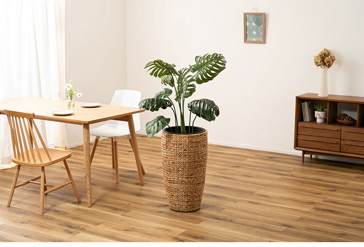 プランターハイタイプ 9号用 プランター 鉢入れ アジアン 観葉植物 植物 ウォーターヒヤシンス 雑貨 インテリア 室内 ブラウン 茶色 編み かご ゴミ箱 収納 筒型(代引不可)