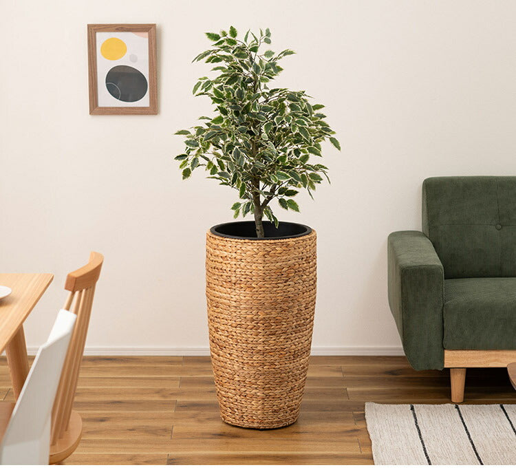 プランターハイタイプ 9号用 プランター 鉢入れ アジアン 観葉植物 植物 ウォーターヒヤシンス 雑貨 インテリア 室内 ブラウン 茶色 編み かご ゴミ箱 収納 筒型(代引不可)
