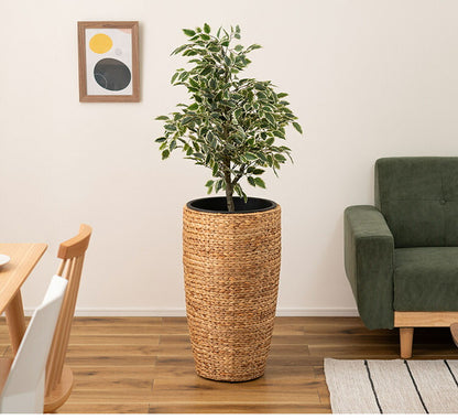 プランターハイタイプ 9号用 プランター 鉢入れ アジアン 観葉植物 植物 ウォーターヒヤシンス 雑貨 インテリア 室内 ブラウン 茶色 編み かご ゴミ箱 収納 筒型(代引不可)