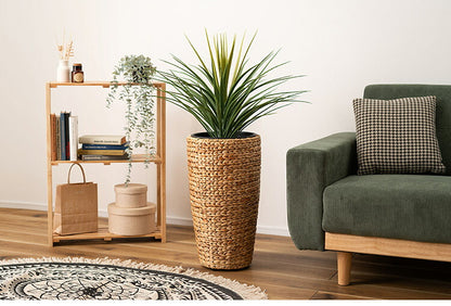 プランターハイタイプ 9号用 プランター 鉢入れ アジアン 観葉植物 植物 ウォーターヒヤシンス 雑貨 インテリア 室内 ブラウン 茶色 編み かご ゴミ箱 収納 筒型(代引不可)