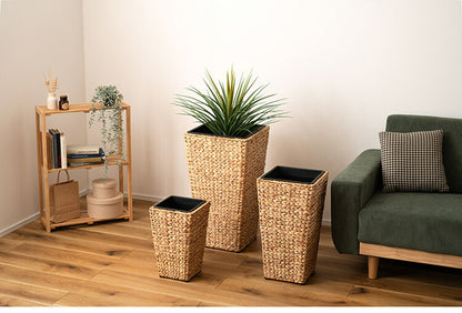 プランター 角型 5号用 角ハイタイプ プランター 鉢入れ アジアン 観葉植物 植物 シンプル ウォーターヒヤシンス 雑貨 インテリア 室内 ブラウン 茶色 編み かご ゴミ箱 収納(代引不可)