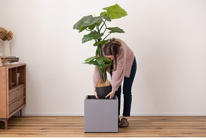 プランター 正方形 9号 プランター 鉢入れ モダン インダストリアル シンプル グレー 植物 観葉植物 アジャスター付き インテリア(代引不可)