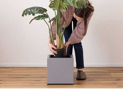 プランター 正方形 6号用 プランター 鉢入れ モダン インダストリアル シンプル グレー 植物 観葉植物 アジャスター付き インテリア(代引不可)