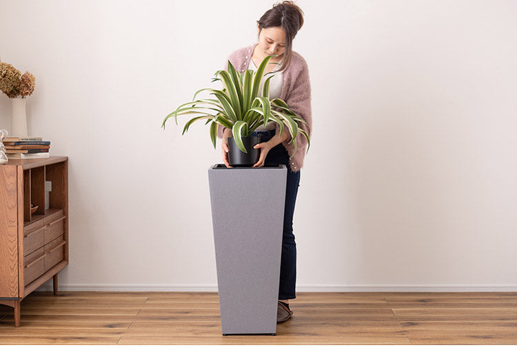 プランター 8号用 ハイタイプ プランター ハイタイプ 鉢入れ モダン インダストリアル シンプル グレー 植物 観葉植物 アジャスター付き インテリア(代引不可)