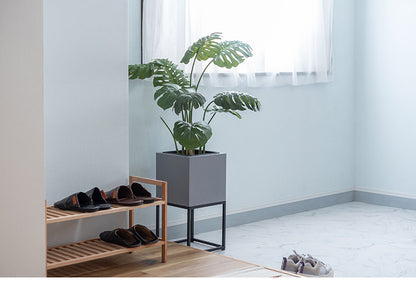スタンド付き 正方形 6号用 プランター プランター 鉢入れ スタンド付き モダン インダストリアル シンプル グレー 植物 観葉植物 インテリア(代引不可)