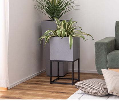 スタンド付き 正方形 6号用 プランター プランター 鉢入れ スタンド付き モダン インダストリアル シンプル グレー 植物 観葉植物 インテリア(代引不可)