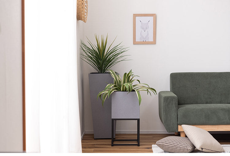 スタンド付き 正方形 6号用 プランター プランター 鉢入れ スタンド付き モダン インダストリアル シンプル グレー 植物 観葉植物 インテリア(代引不可)